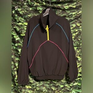 Terez RipStop Windbreaker Jacket Black Pullover Womens Large